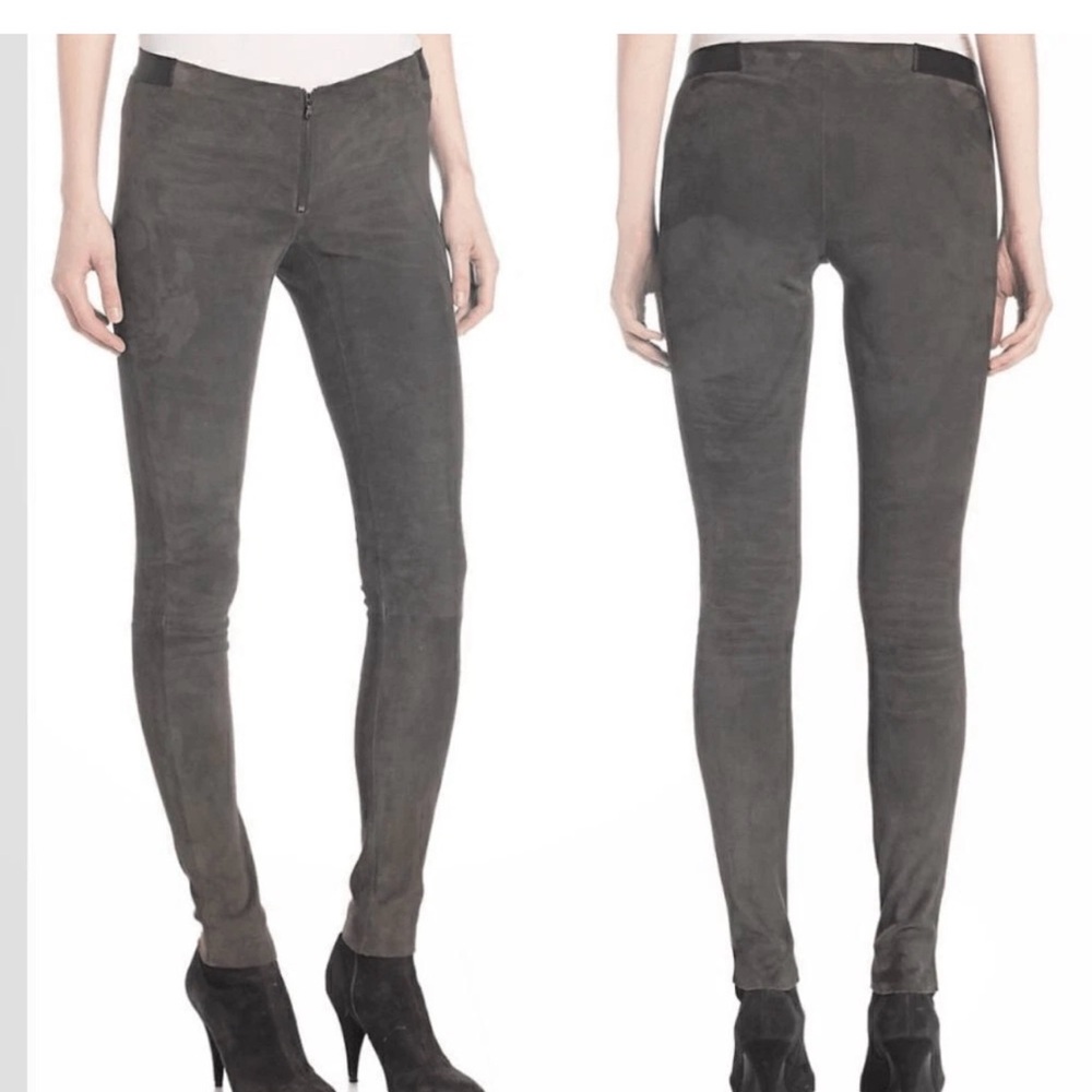 Alice + Olivia Charcoal Skinny Suede pants
